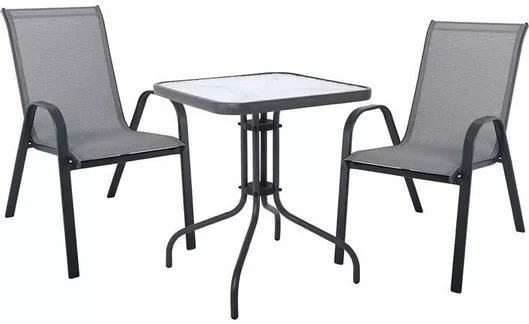 Τραπεζαρία Κήπου & Βεράντας Woodwell Rio Ε270,52S Μέταλλο Σετ 3τμχ Ανθρακί
