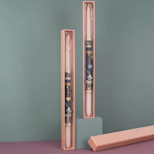 Πασχαλινή Λαμπάδα Γεραλής Δημιουργίες με Σχέδιο με Μίνι Κρεμαστό Κολιέ Καρδιά Λευκό