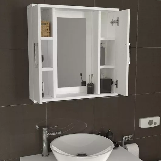 Καθρέπτης Μπάνιου Megapap Surra με Ντουλάπι 65x15.3x65cm Λευκό 