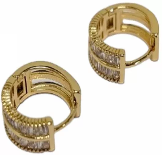Γυναικεία Σκουλαρίκια Κρίκοι Kostibas Fashion από Ατσάλι με Πέτρες 15mm