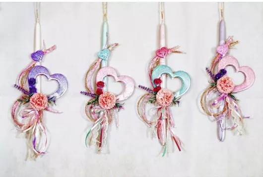 Πασχαλινή Λαμπάδα Αρωματική Καρδιά με Χρυσάνθεμο 22094