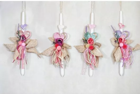 Πασχαλινή Λαμπάδα Αρωματική Καρδιά & Τριαντάφυλλο 22136