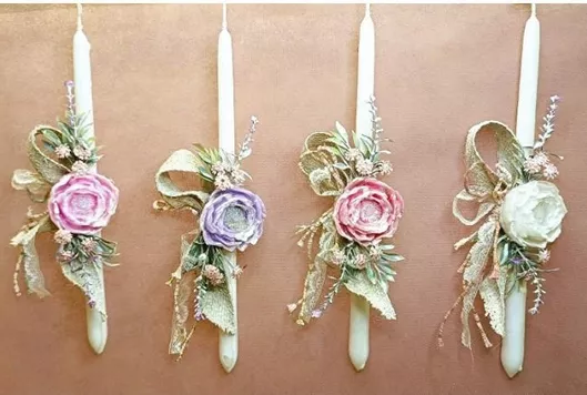 Πασχαλινή Λαμπάδα Αρωματική Λουλούδι με Δαντέλα 24102