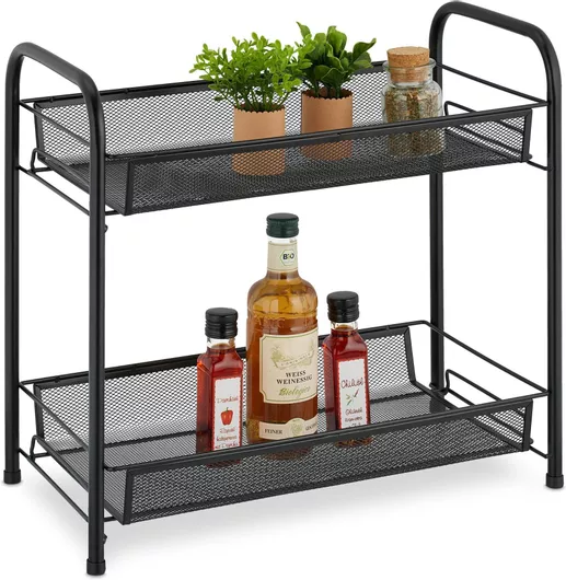 Οργανωτής Μπαχαρικών Relaxdays Επιτραπέζιος Μεταλλικός 2 Επιπέδων 48x27x44.5cm Μαύρο