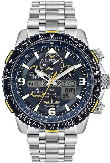 Ανδρικό Ρολόι Citizen Promaster Eco-Drive Radio Controlled Blue Angels με Μεταλλικό Μπρασελέ Ασημί