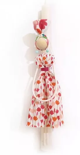 Πασχαλινή Λαμπάδα Χειροποίητη Υφασμάτινη Κούκλα Μαντζέντα 2