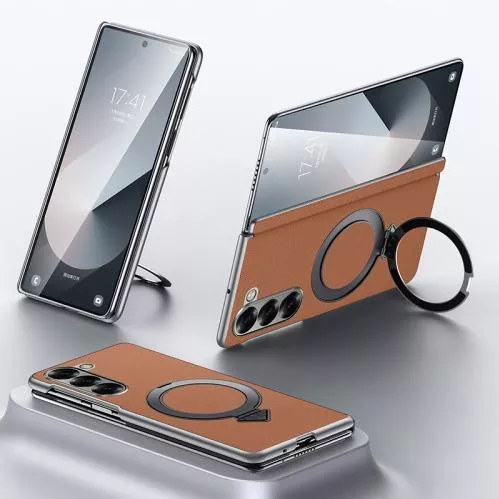 Θήκη Κινητού Back Cover για Samsung Galaxy Z Fold 6 Δερματίνη με MagSafe Καφέ