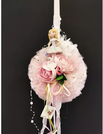 Πασχαλινή Λαμπάδα Πριγκίπισσα με Κύκνο & Πον Πον Ροζ 23012