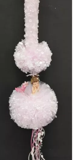 Πασχαλινή Λαμπάδα Γοργόνα Κρεμαστή με Πον Πον 23140