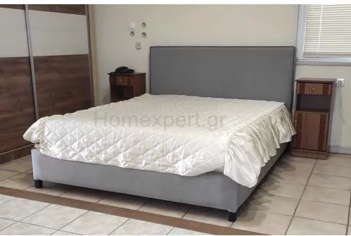 Κρεβάτι Διπλό από Ύφασμα για Στρώμα 160x200cm Γκρι