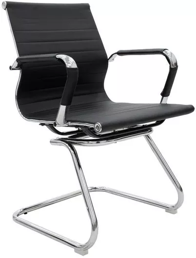 Καρέκλα Επισκέπτη Pakoworld Valter Δερματίνη με Μπράτσα 55.5x52x95.5cm Μαύρο
