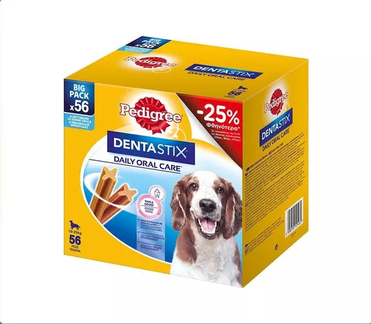 Stick Στοματικής Υγιεινής Σκύλου Pedigree Dentastix Oral Care για Μεσαίες Φυλές Σετ 56τμχ 1440gr