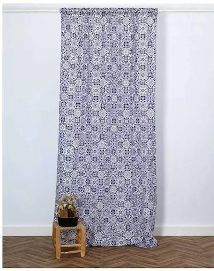 Κουρτίνες Pennie Παραθύρου Τούνελ Floral 140x160cm Γαλάζιο