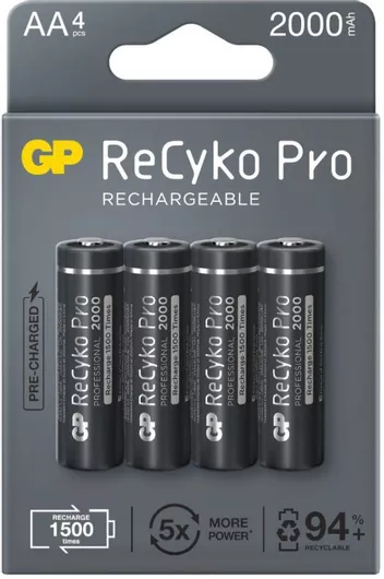 Επαναφορτιζόμενες Μπαταρίες GP ReCyko Pro AA Ni-MH 2000mAh Σετ 4τμχ
