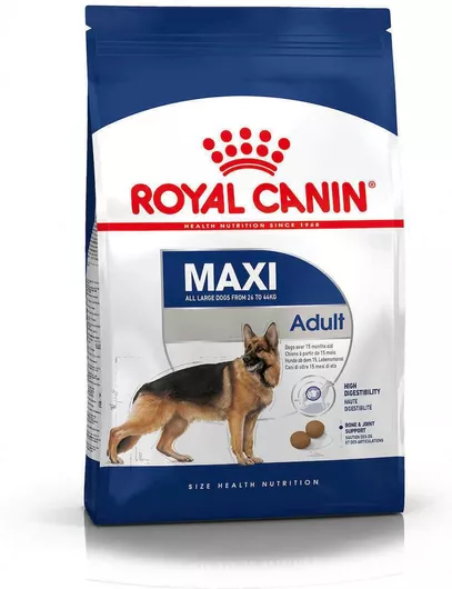 Ξηρά Τροφή Royal Canin Maxi Adult 15kg χωρίς Γλουτένη για Ενήλικους Σκύλους Μεγαλόσωμων Φυλών με Καλαμπόκι, Πουλερικά & Ρύζι