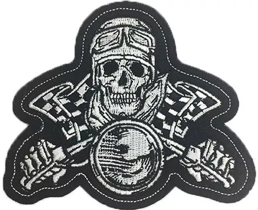 Υφασμάτινο Σήμα Lethal Threat VS13021 Ραφτό Vintage Skul Biker Mini 9x11 Cm