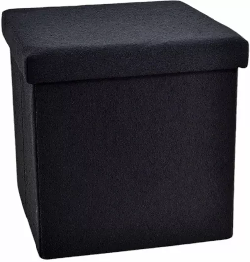 Σκαμπό Σαλονιού Ankor Πτυσσόμενο με Αποθηκευτικό Χώρο Επενδυμένο με Ύφασμα 40x40x38cm Μαύρο