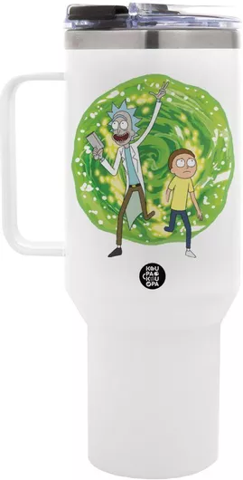 Ποτήρι Θερμός Rick And Morty Mega Tumbler με Καπάκι Διπλού Τοιχώματος 1.2lt Λευκό
