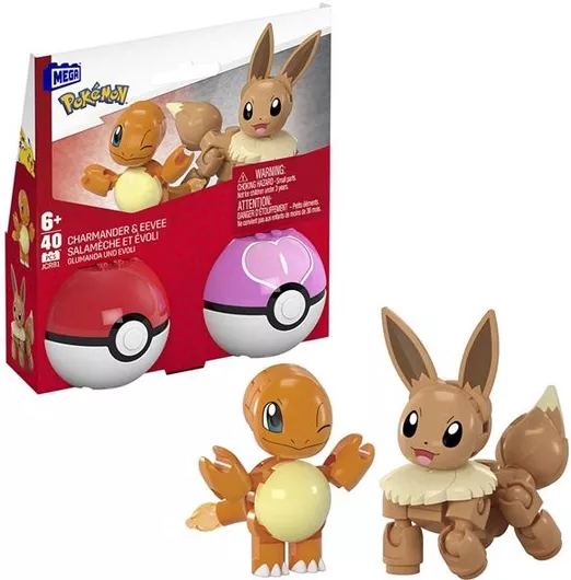 Τουβλάκια Mattel Pokemon Poke Ball Eevee & Glumanda για 6+ Ετών Σετ 40τμχ