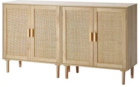 Μπουφές Vevor Ρατάν με Ρυθμιζόμενα Ράφια 37.5x80x88cm Μπεζ