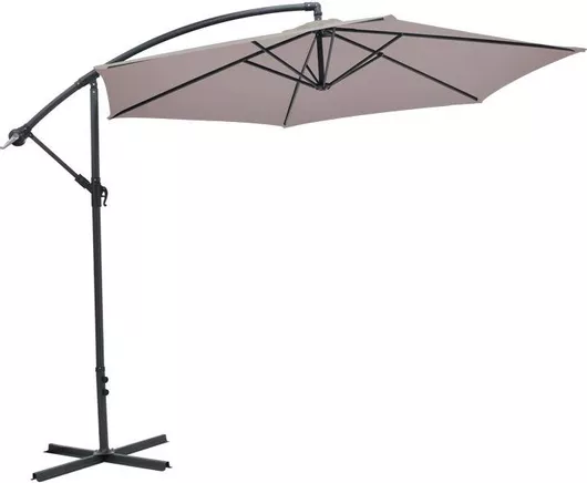 Ομπρέλα Κήπου Κρεμαστή με Ιστό Pakoworld Jiopel Αλουμινίου Επαγγελματική με Βάση Στήριξης 3x3m Μπεζ / Ανθρακί 