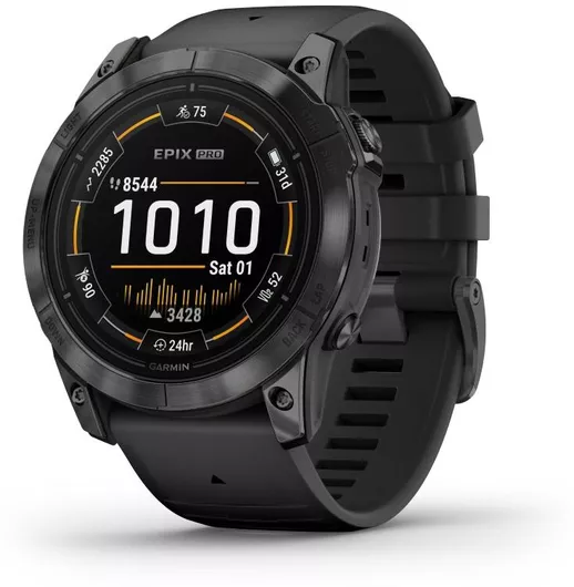 Garmin Epix Pro Stainless Steel 51mm Αδιάβροχο Smartwatch με Παλμογράφο Slate Grey with Black Band