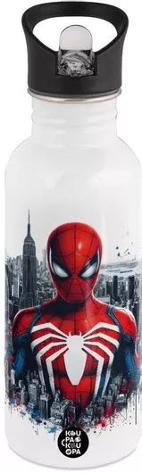 Παγούρι Spiderman City Νερού Ανοξείδωτο με Καλαμάκι 600ml Λευκό