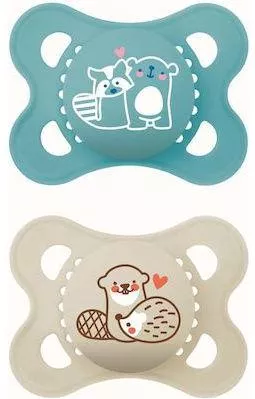 Πιπιίλες Mam Original Σιλικόνης Σετ 2τμχ για 2-6 Μηνών Μπλε/Μπεζ