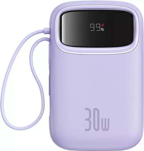 Baseus QPow 2 Power Bank 10000mAh 30W με Θύρα USB-A & Θύρα USB-C Μοβ