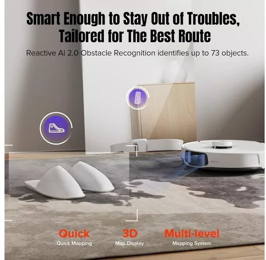 Roborock S8 MaxV Ultra Σκούπα Ρομπότ για Σκούπισμα & Σφουγγάρισμα με Χαρτογράφηση και Wi-Fi Λευκή