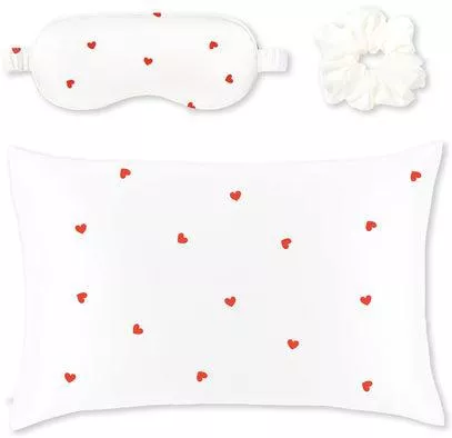 Σετ Περιποίησης Silver Cloud Satin+ Pillowcase Hearts με Μάσκα Ύπνου 3τμχ