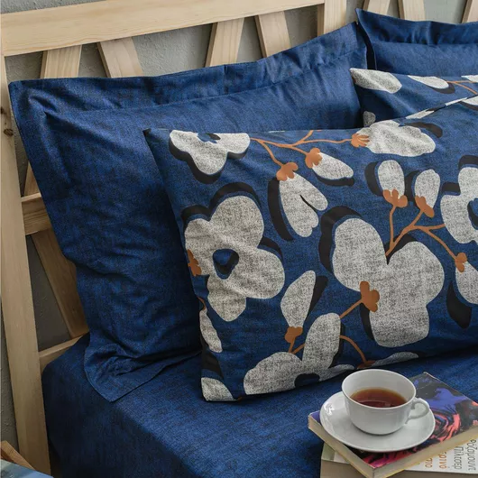 Μαξιλαροθήκη Charalambidis Textiles Ακουαρέλα Βαμβάκι & Πολυεστέρας 70x50cm Μπλε