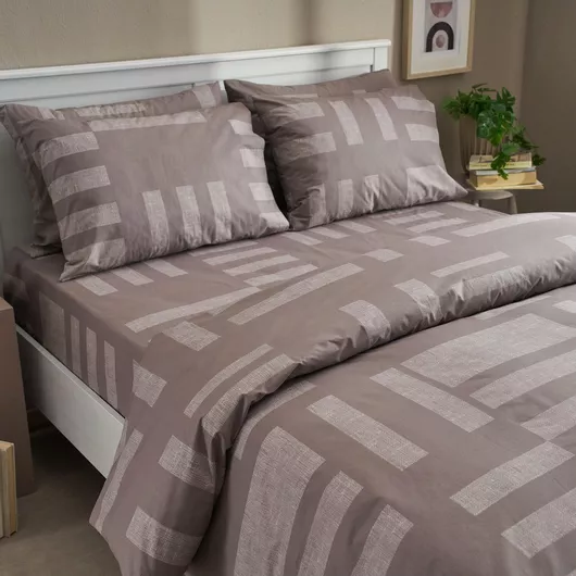 Μαξιλαροθήκη Charalambidis Textiles Tetris Βαμβάκι & Πολυεστέρας 70x50cm Καφέ