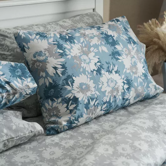 Μαξιλαροθήκη Charalambidis Textiles Χρυσάνθεμο Βαμβάκι & Πολυεστέρας 70x50cm Μπλε/Λευκό