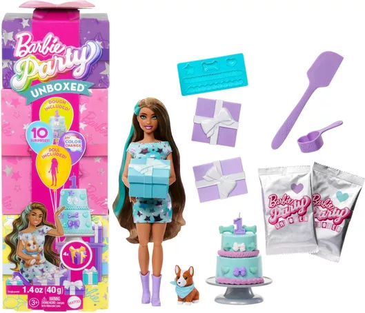 Barbie Mattel Κούκλα Party Unboxed Reveal Μελαχρινή για 3+ Ετών