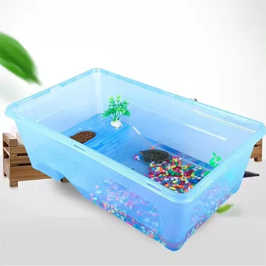 Ενυδρείο Χελώνας Πλαστικό με Τάπα Νερού 40x30x17cm Γαλάζιο