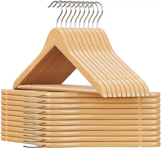 Κρεμάστρες Ρούχων Songmics CRW00120 Ξύλινες Σετ 20τμχ Ανοιχτό Καφέ