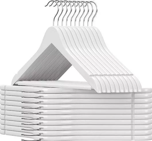 Κρεμάστρες Ρούχων Songmics CRW03W20 Ξύλινες Σετ 20τμχ Λευκό