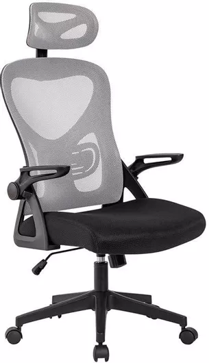 Καρέκλα Γραφείου με Ανάκλιση και Ρυθμιζόμενα Μπράτσα Bf3050 Μαύρο / Γκρι Woodwell