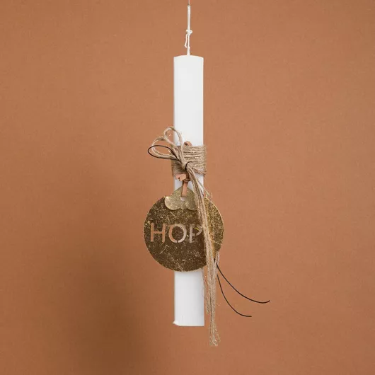 Πασχαλινή Λαμπάδα Beauty Home με Στολίδι Hope Πλακέ Ενηλίκων Λευκό