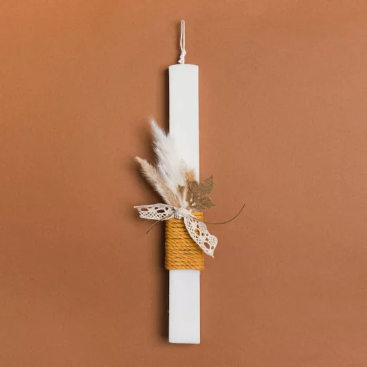 Πασχαλινή Λαμπάδα Beauty Home Αποξηραμένα Μουσταρδί Πλακέ Λευκό