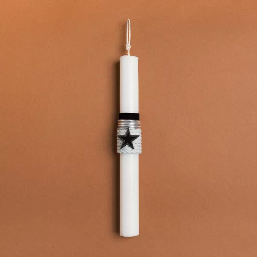 Πασχαλινή Λαμπάδα Beauty Home Αστέρι Μεταλλικό Ασημί Στρογγυλό Λευκό