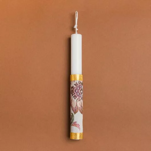 Πασχαλινή Λαμπάδα Beauty Home Ινδικά Λουλούδια Στρογγυλό Λευκό