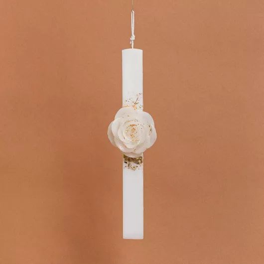 Πασχαλινή Λαμπάδα Beauty Home Κέρινο Τριαντάφυλλο Πλακέ Λευκό