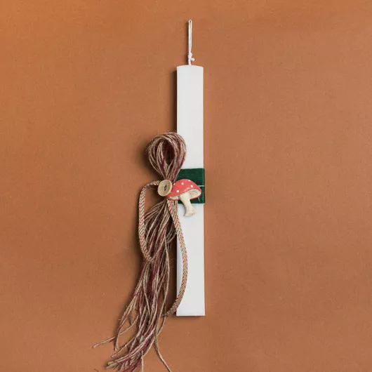 Πασχαλινή Λαμπάδα Beauty Home Μανιτάρια Κόκκινο Πλακέ Λευκό