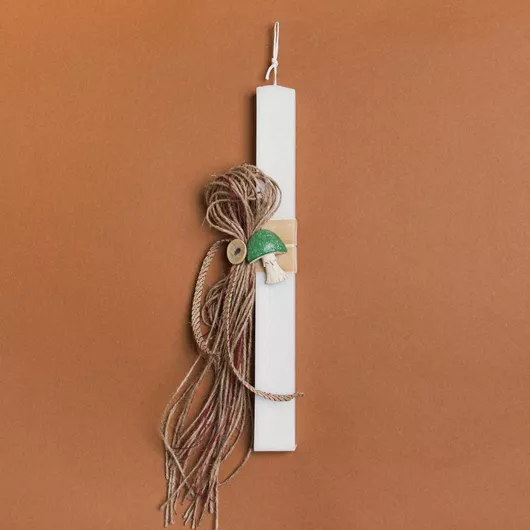 Πασχαλινή Λαμπάδα Beauty Home Μανιτάρια Πράσινο Πλακέ Λευκό