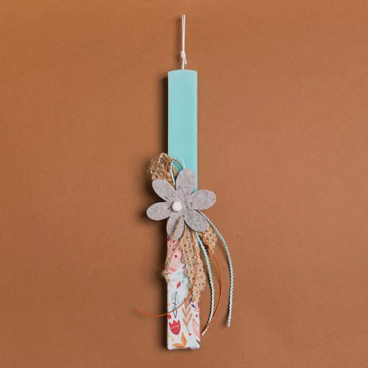 Πασχαλινή Λαμπάδα Beauty Home Μαργαρίτα Τσόχινη Βεραμάν Πλακέ Γαλάζιο