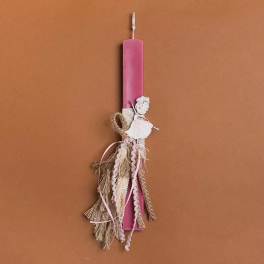 Πασχαλινή Λαμπάδα Beauty Home Μπαλαρίνα Κροσσί Πλακέ Ροζ