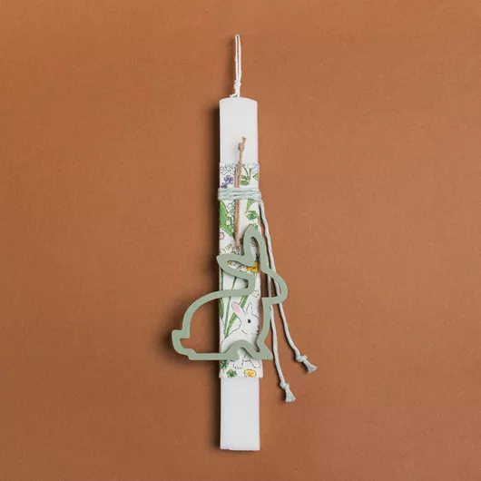 Πασχαλινή Λαμπάδα Beauty Home Ξύλινο Περίγραμμα Λαγός Βεραμάν Πλακέ Λευκό