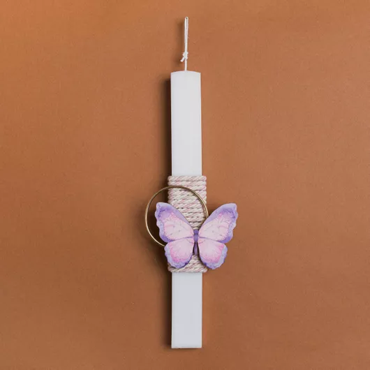 Πασχαλινή Λαμπάδα Beauty Home Πεταλούδα Κρίκος Πλακέ Λευκό